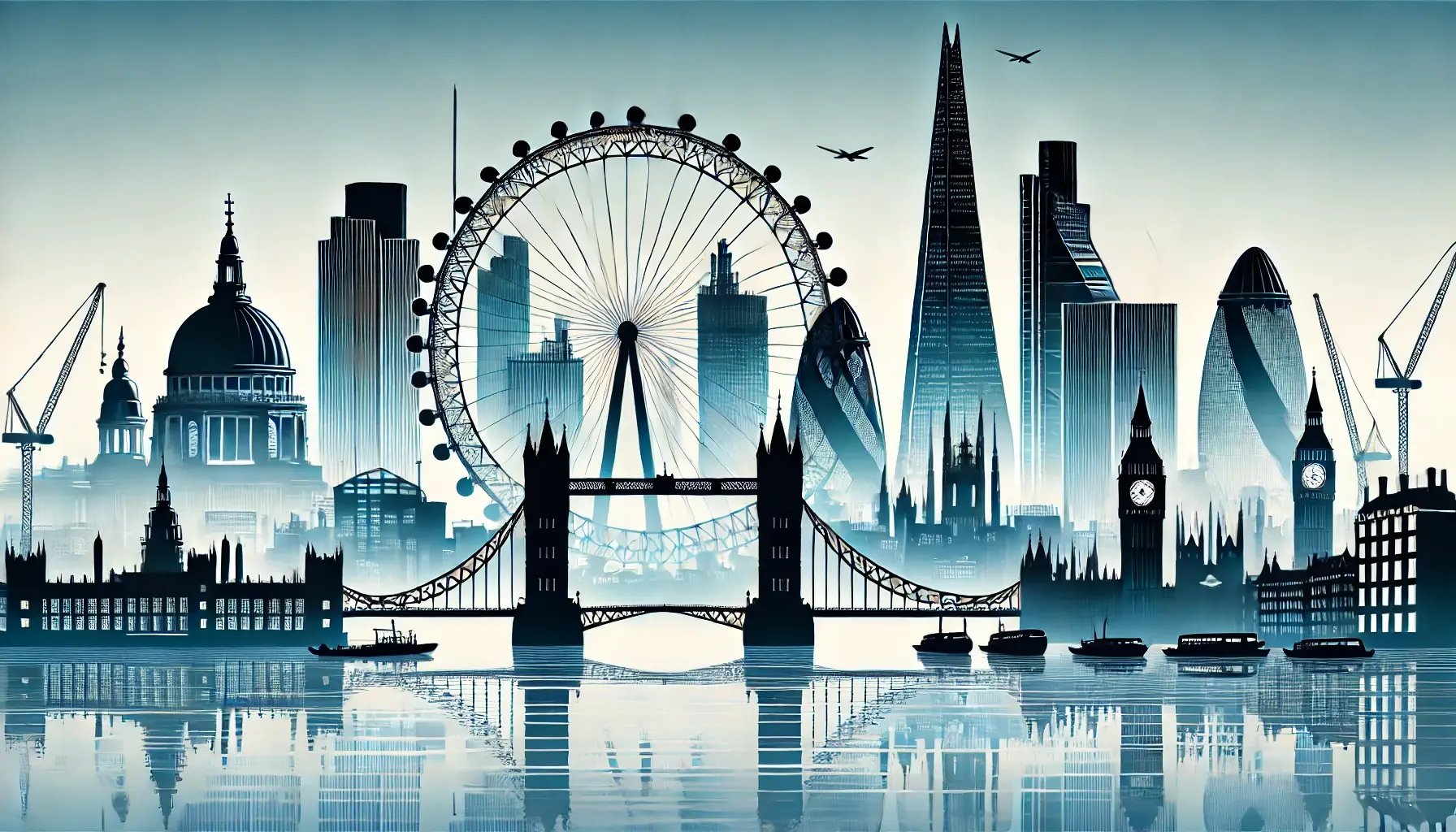 DALL·E 2025-05-26 21.12.30 - A high-definition vector-style illustration of the London skyline. The image should include famous landmarks such as the London Eye, Big Ben, Tower Br
